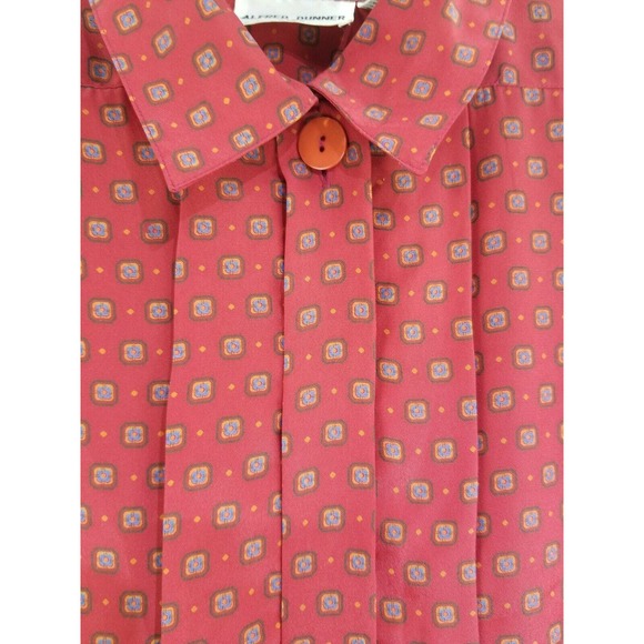 Alfred Dunner Pleat Front Secretary Blouse Red 12 - Picture 3 of 9